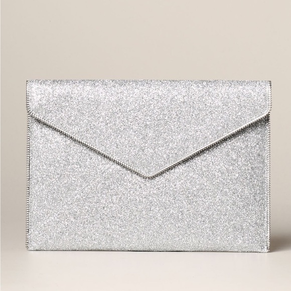 Rebecca Minkoff Silver Glitter Leo Clutch EUC - Picture 8 of 17
